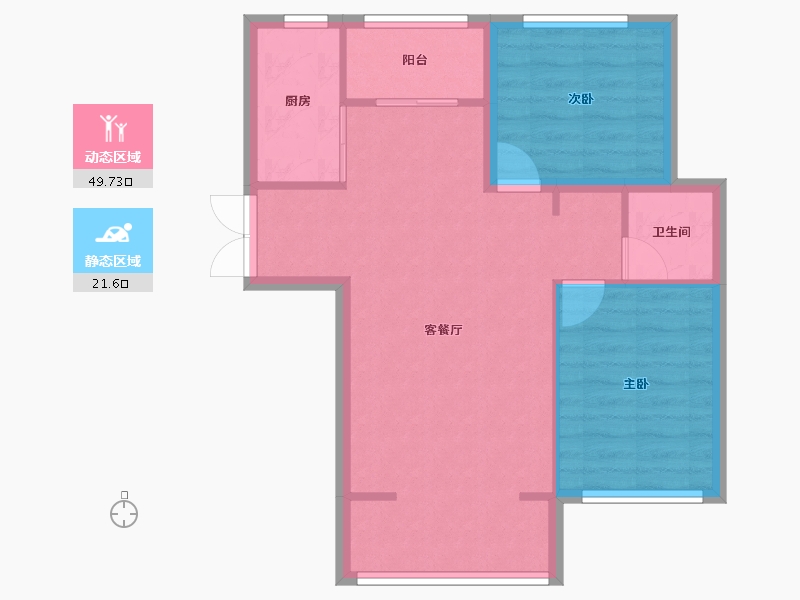 内蒙古自治区-鄂尔多斯市-祥和爱琴堡-64.48-户型库-动静分区