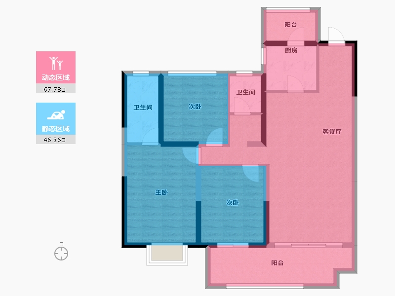 陕西省-宝鸡市-华厦中央公园-102.30-户型库-动静分区