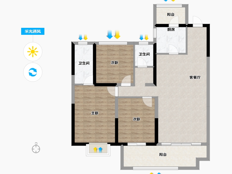 陕西省-宝鸡市-华厦中央公园-102.30-户型库-采光通风