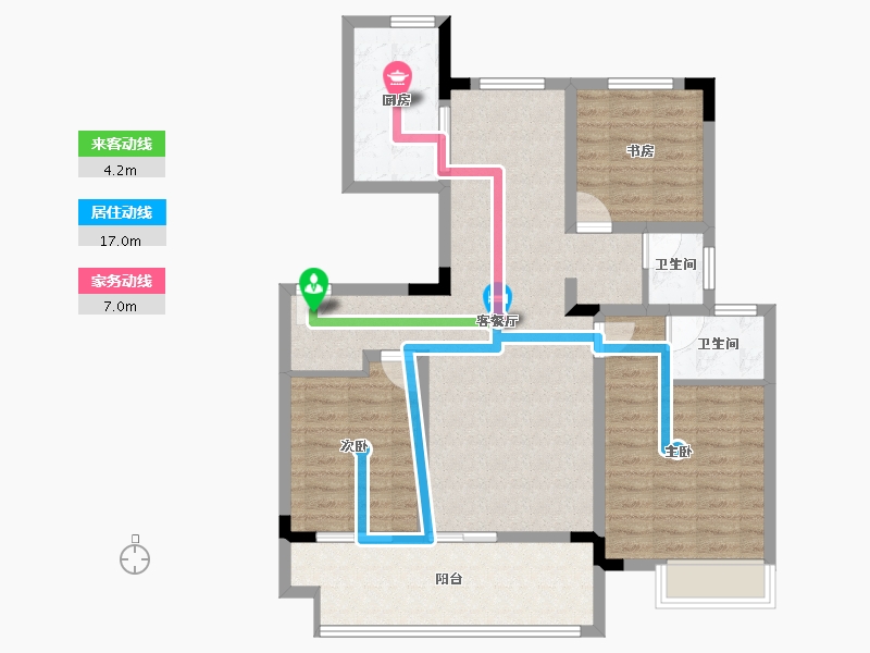 江苏省-淮安市-安东院子-97.96-户型库-动静线