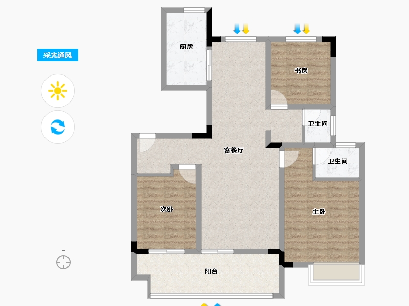 江苏省-淮安市-安东院子-97.96-户型库-采光通风