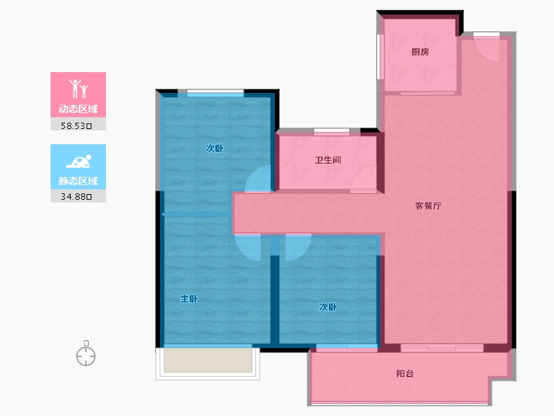 江苏省-淮安市-京师学院里-84.57-户型库-动静分区