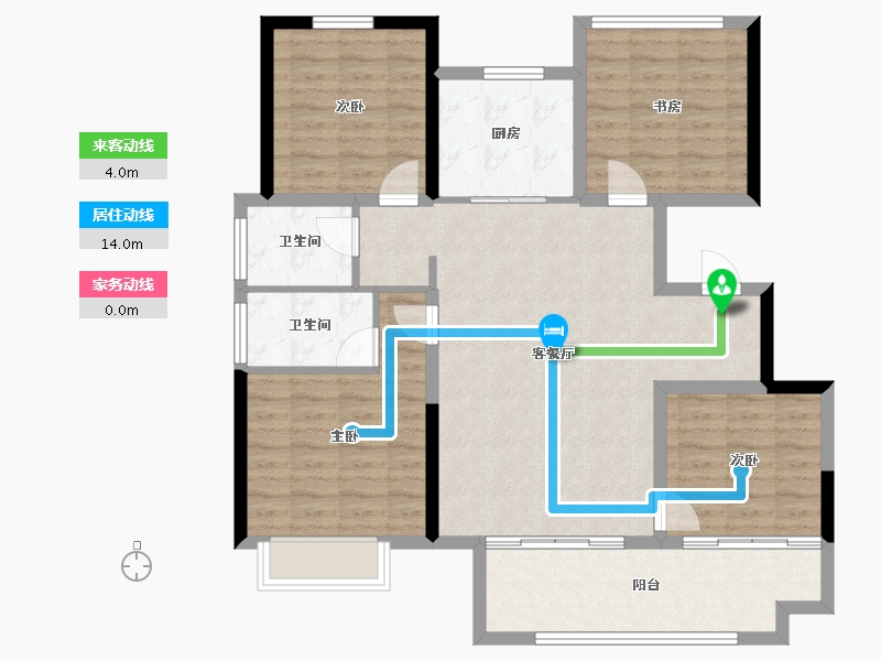 陕西省-宝鸡市-三迪锦雲府-104.00-户型库-动静线