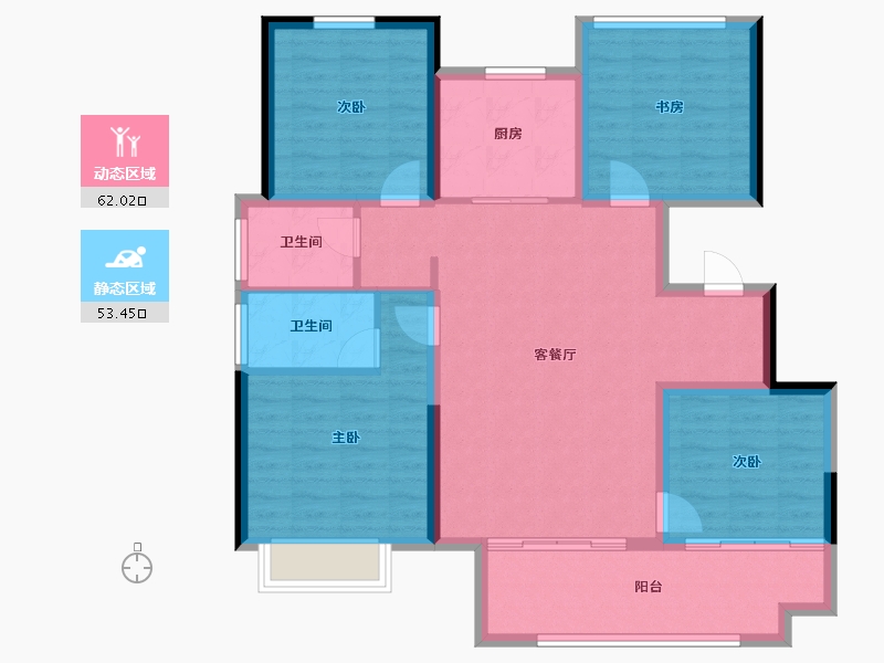 陕西省-宝鸡市-三迪锦雲府-104.00-户型库-动静分区