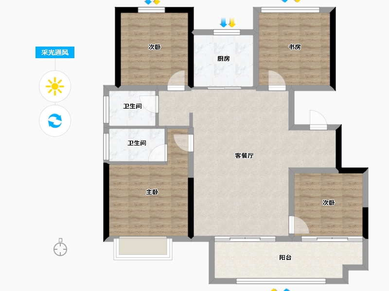 陕西省-宝鸡市-三迪锦雲府-104.00-户型库-采光通风