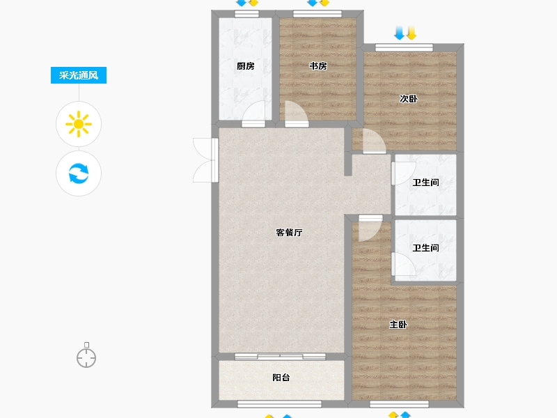 河北省-廊坊市-上邦壹號院-90.41-户型库-采光通风