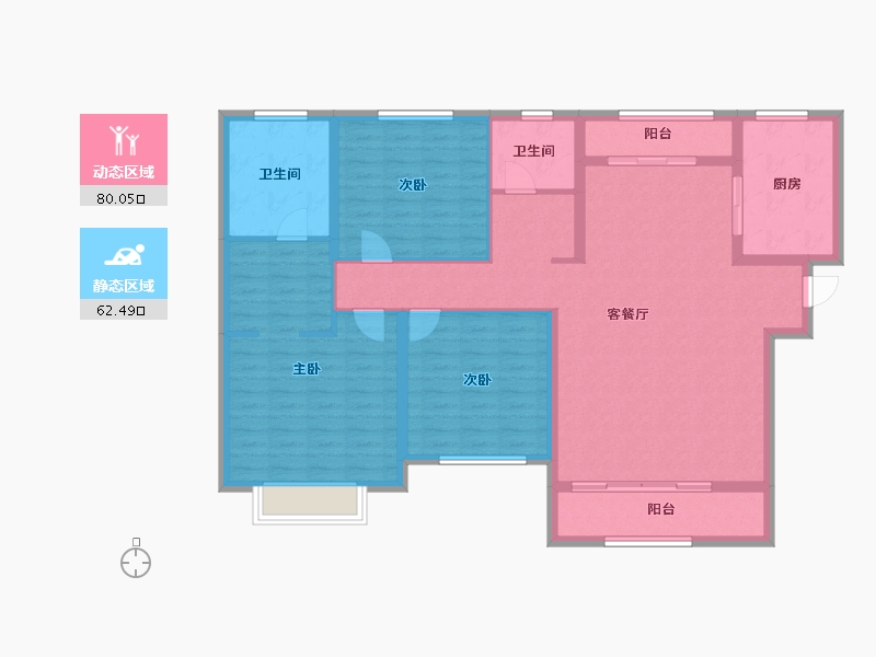 陕西省-宝鸡市-世纪景元东区-129.12-户型库-动静分区