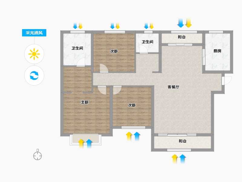 陕西省-宝鸡市-世纪景元东区-129.12-户型库-采光通风