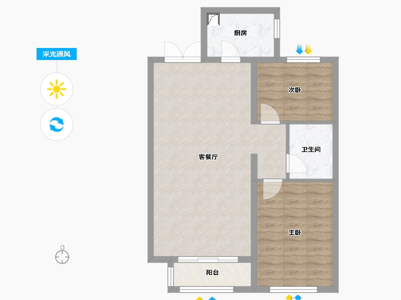 河北省-廊坊市-上邦壹號院-68.93-户型库-采光通风