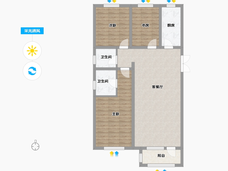 河北省-廊坊市-上邦壹號院-91.54-户型库-采光通风