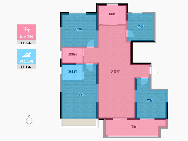 河南省-安阳市-滑县正德玖號院-105.60-户型库-动静分区