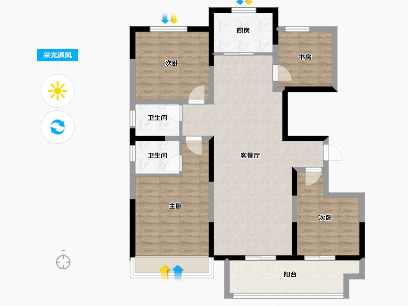 河南省-安阳市-滑县正德玖號院-105.60-户型库-采光通风