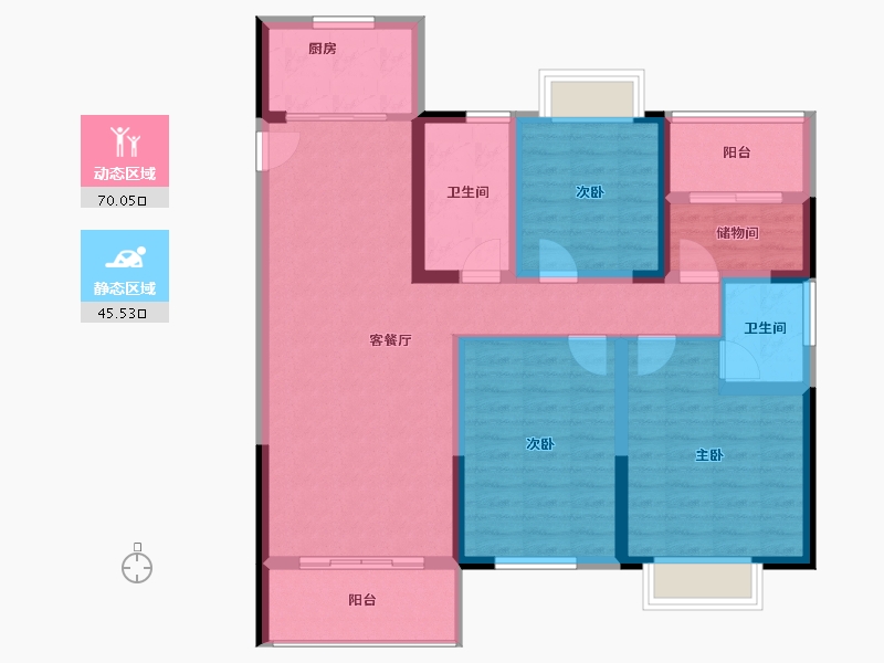 江苏省-淮安市-成贤府-103.05-户型库-动静分区