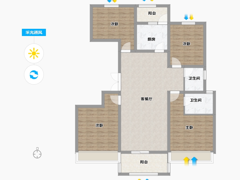 河南省-安阳市-汤阴天福广场-118.32-户型库-采光通风