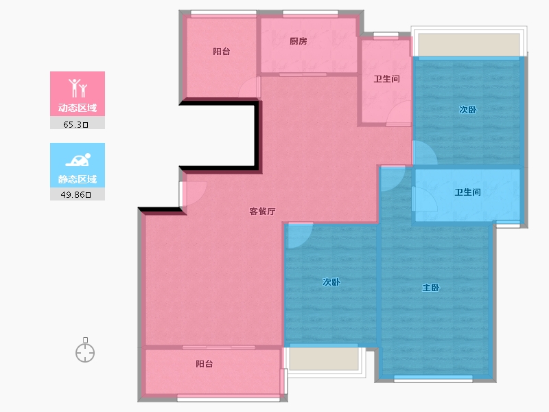 贵州省-毕节市-万晟阳光城-105.24-户型库-动静分区