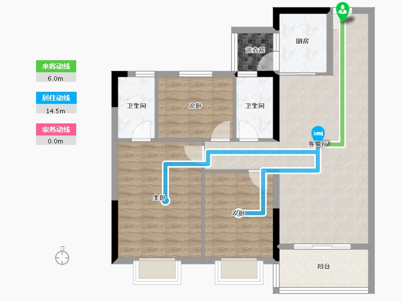 陕西省-宝鸡市-宝鸡碧桂园凤凰城-88.35-户型库-动静线