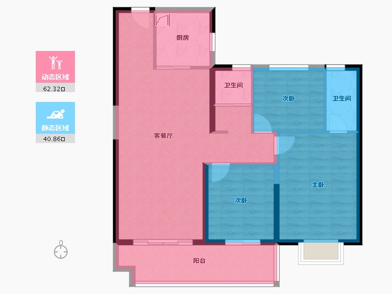 陕西省-宝鸡市-宝鸡碧桂园凤凰城-93.00-户型库-动静分区