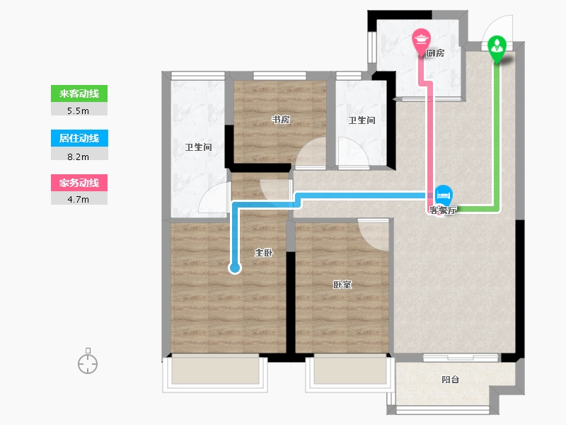 湖南省-株洲市-香江悦府-76.80-户型库-动静线