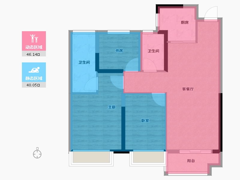 湖南省-株洲市-香江悦府-76.80-户型库-动静分区