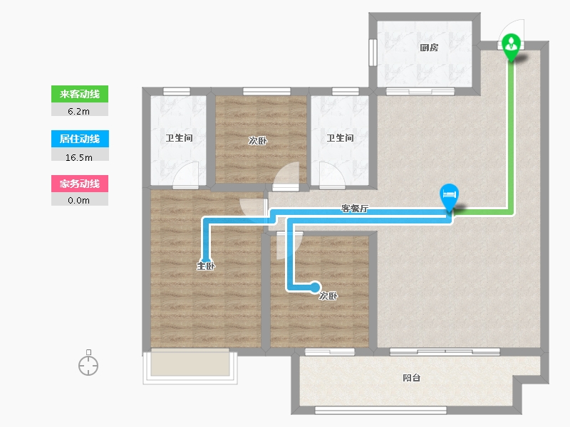 陕西省-宝鸡市-三迪锦雲府-103.41-户型库-动静线