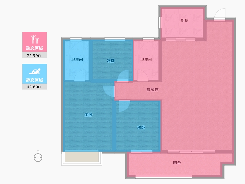 陕西省-宝鸡市-三迪锦雲府-103.41-户型库-动静分区