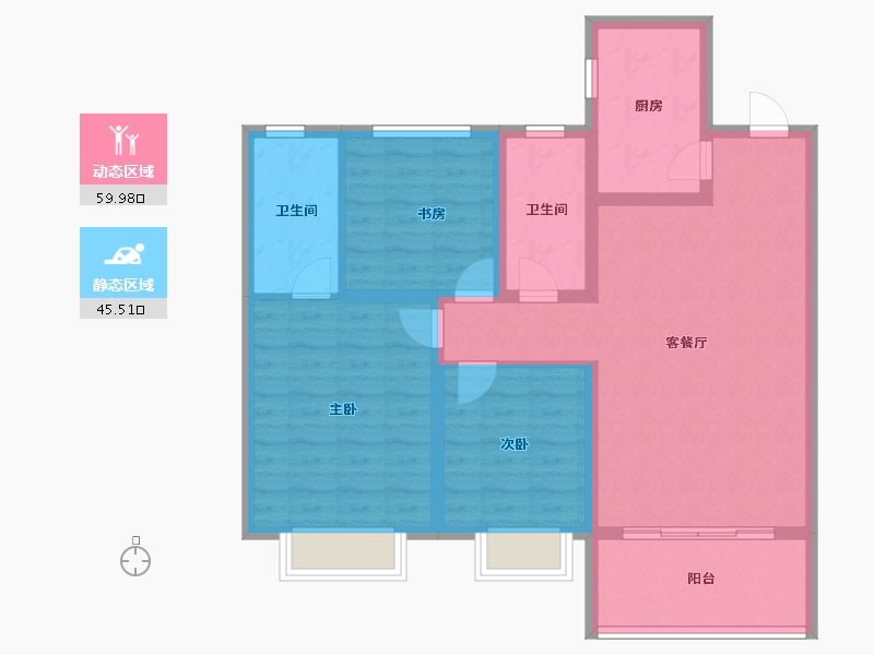 河北省-衡水市-泰达铂瑞府-94.41-户型库-动静分区