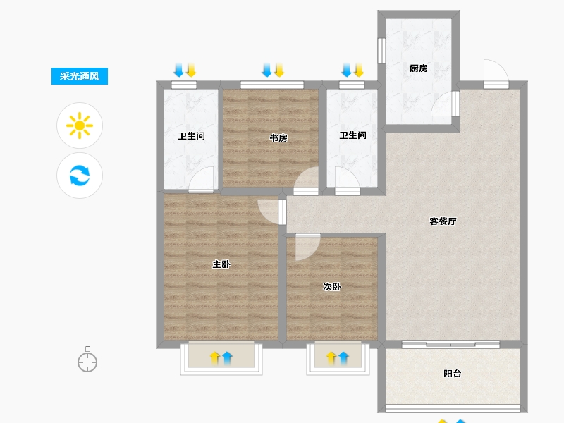 河北省-衡水市-泰达铂瑞府-94.41-户型库-采光通风