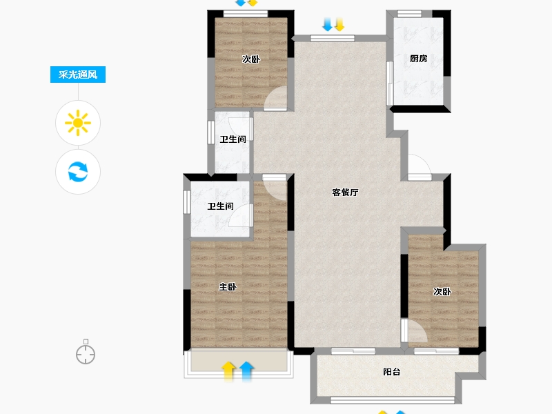 河南省-安阳市-滑县正商兰庭华府-103.00-户型库-采光通风