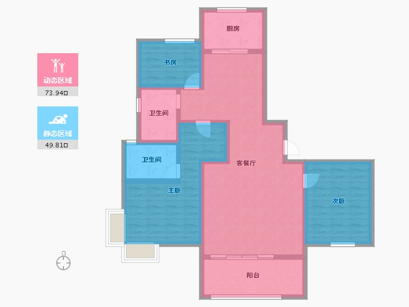 陕西省-宝鸡市-华厦中央公园-110.42-户型库-动静分区