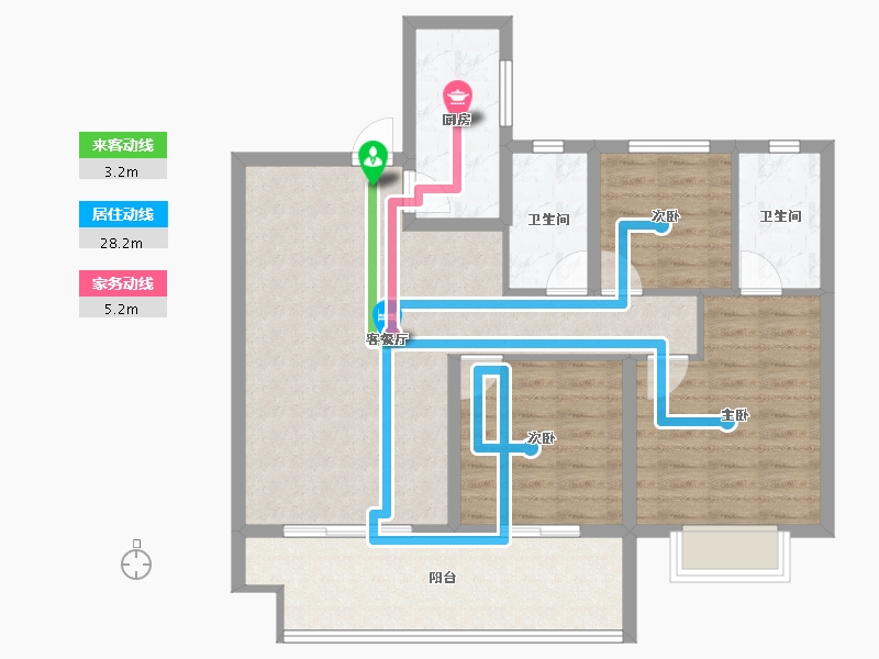 江苏省-淮安市-建华观园6期-89.86-户型库-动静线