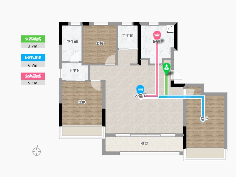 河南省-郑州市-绿城明月滨河-96.00-户型库-动静线