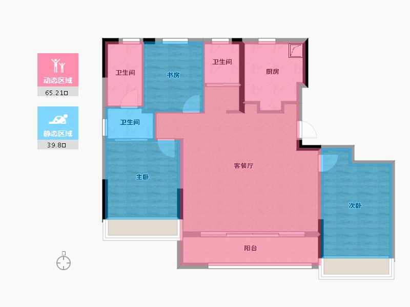 河南省-郑州市-绿城明月滨河-96.00-户型库-动静分区