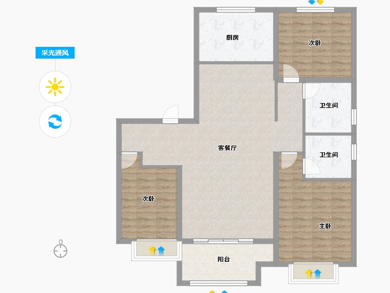 河北省-衡水市-泰达铂瑞府-112.80-户型库-采光通风