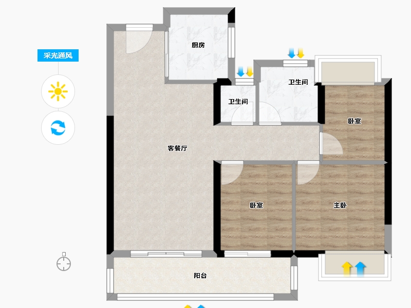 湖南省-株洲市-株洲建发央著-75.10-户型库-采光通风