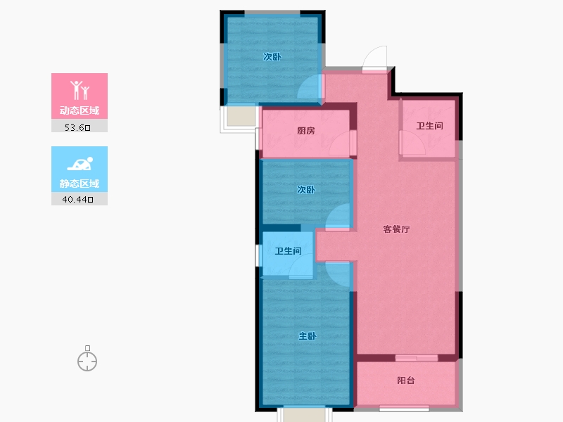 陕西省-宝鸡市-江河·凯旋城-83.80-户型库-动静分区