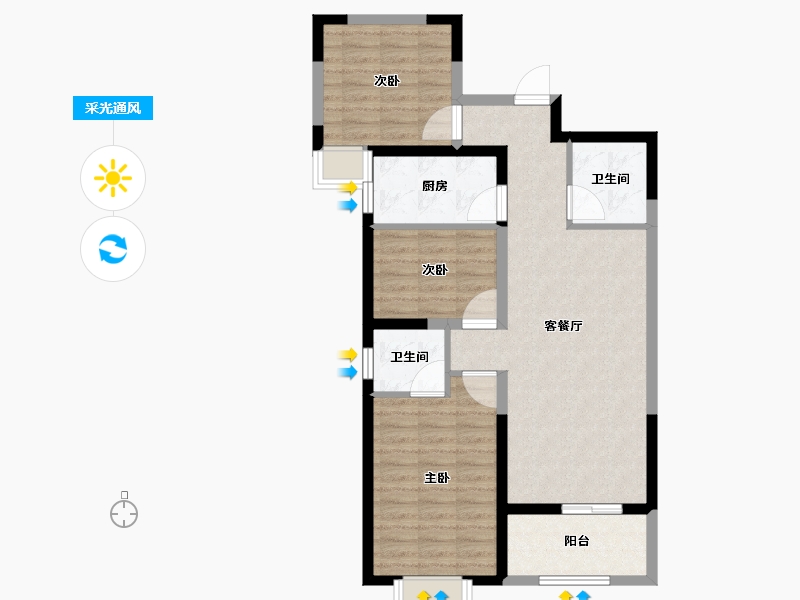 陕西省-宝鸡市-江河·凯旋城-83.80-户型库-采光通风