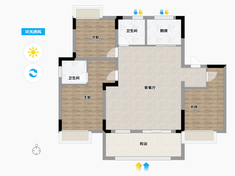 江苏省-淮安市-安东院子-102.87-户型库-采光通风