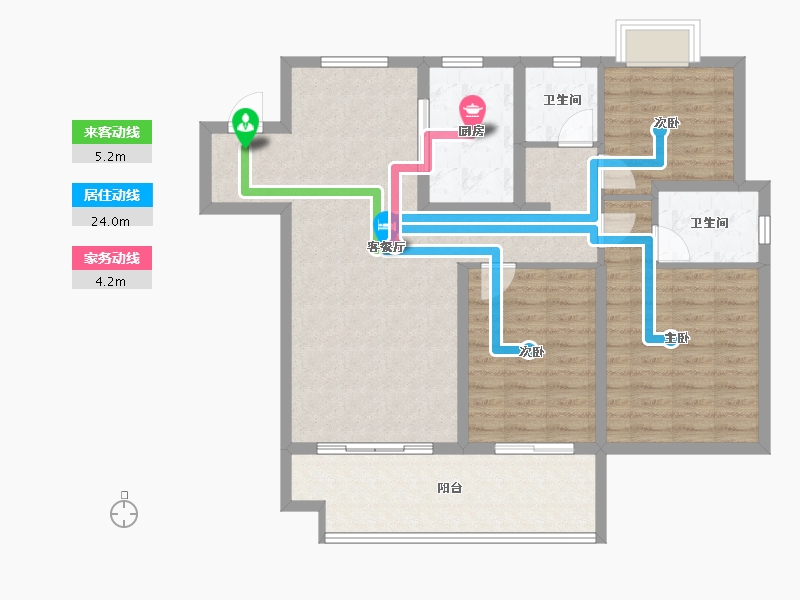 江苏省-淮安市-建华观园6期-100.67-户型库-动静线