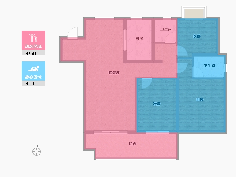 江苏省-淮安市-建华观园6期-100.67-户型库-动静分区