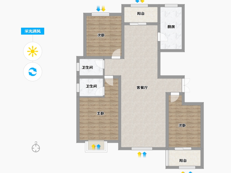 河南省-安阳市-丽景天城-104.00-户型库-采光通风