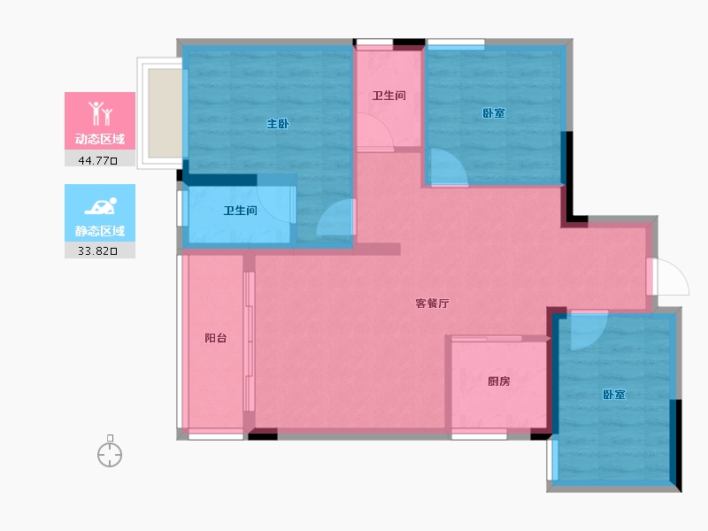 广东省-梅州市-东润华庭-70.18-户型库-动静分区