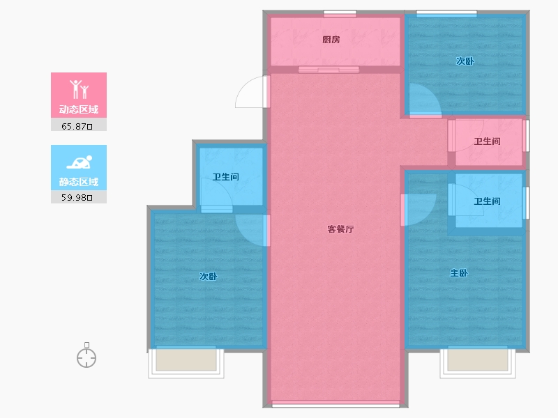 河南省-鹤壁市-建业龙门·柒号院-113.60-户型库-动静分区