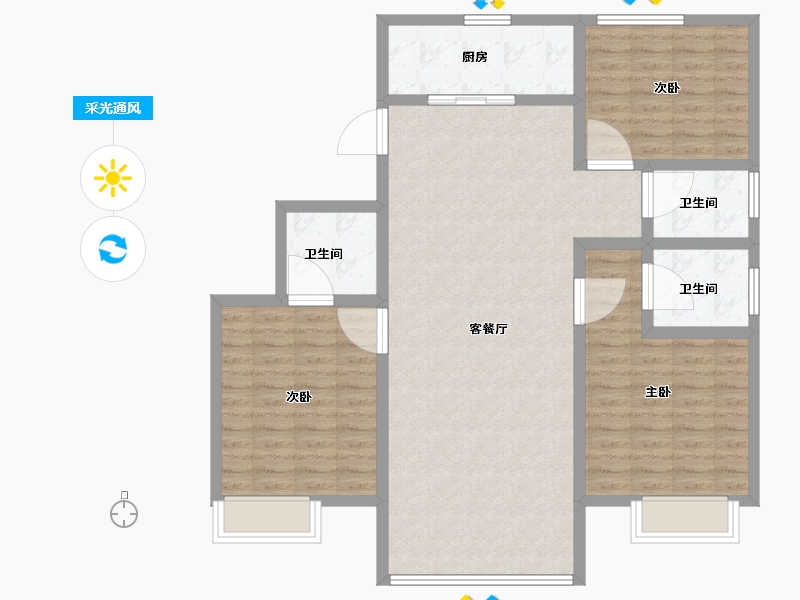 河南省-鹤壁市-建业龙门·柒号院-113.60-户型库-采光通风