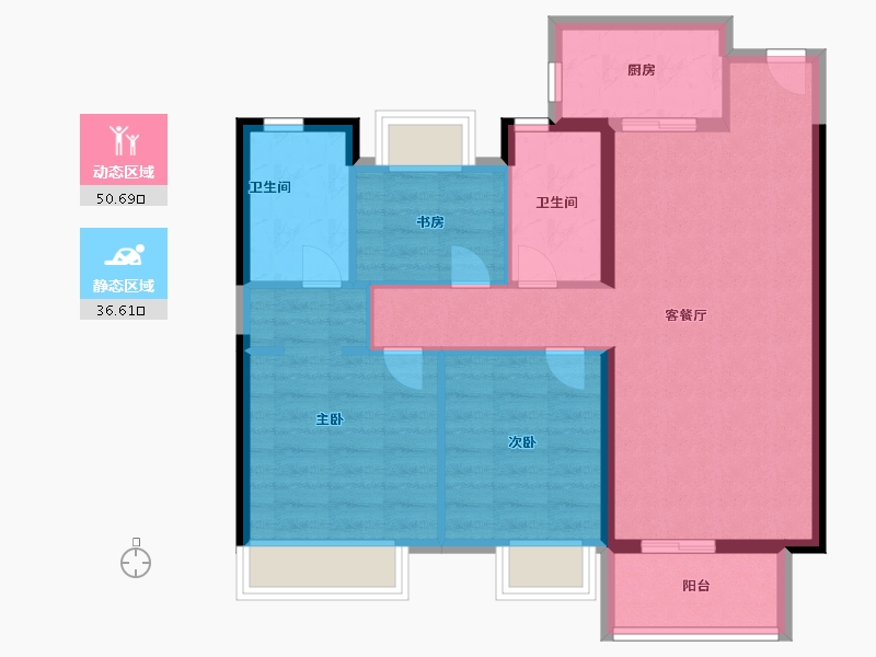 湖北省-鄂州市-合景梧桐四季-78.00-户型库-动静分区