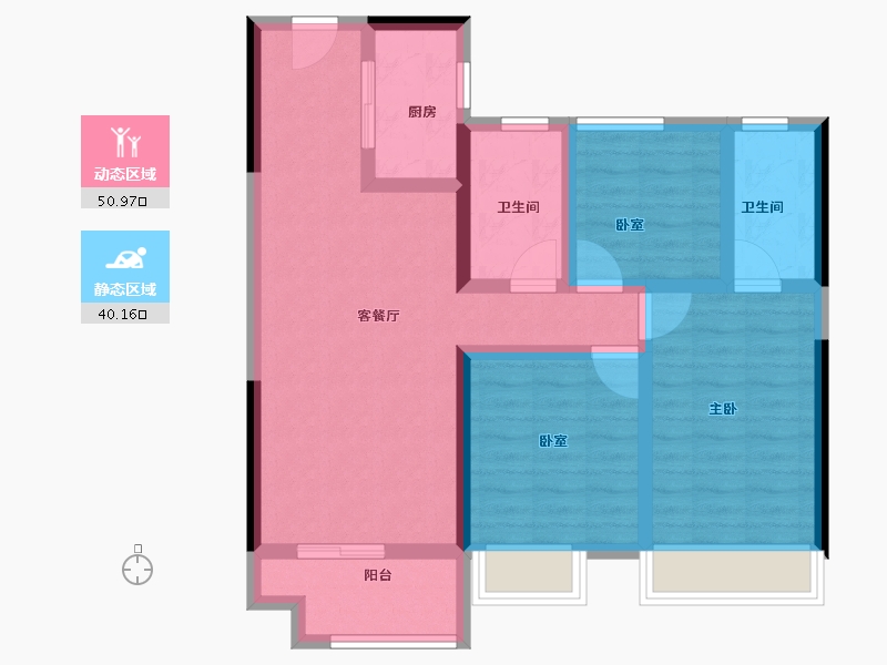 湖北省-黄冈市-孔雀城十里湖光-80.00-户型库-动静分区