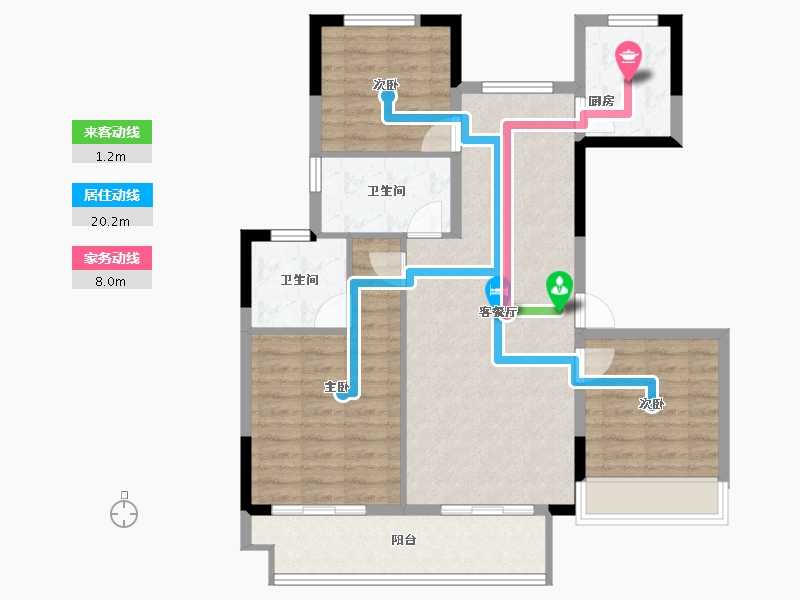 江苏省-淮安市-中天清江诚品-90.06-户型库-动静线