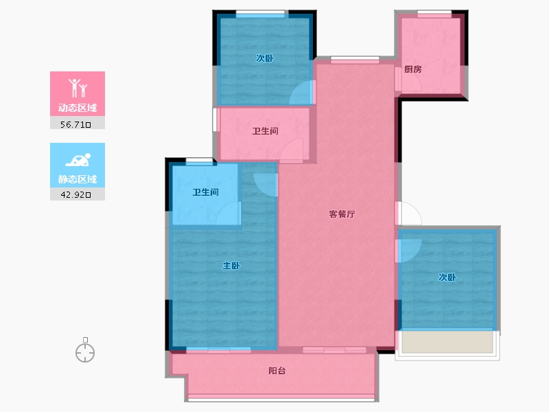 江苏省-淮安市-中天清江诚品-90.06-户型库-动静分区