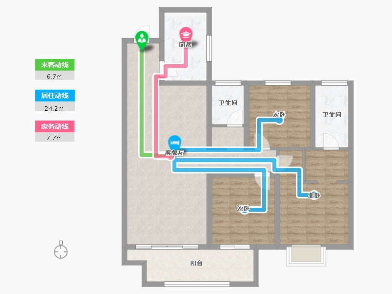 陕西省-宝鸡市-华厦中央公园-104.48-户型库-动静线