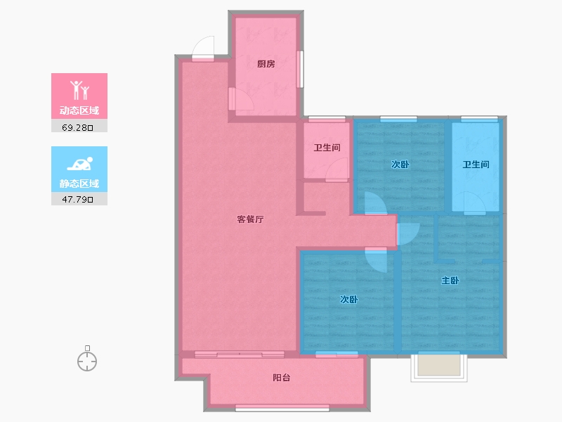 陕西省-宝鸡市-华厦中央公园-104.48-户型库-动静分区