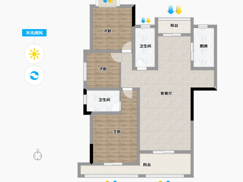 湖北省-鄂州市-恒大首府-108.25-户型库-采光通风